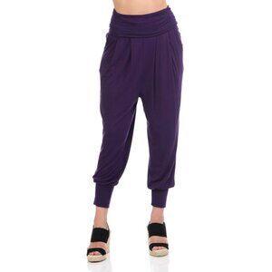 NWT Banded Waist Harem Pants with Pockets – Eggplant  - L & XL
